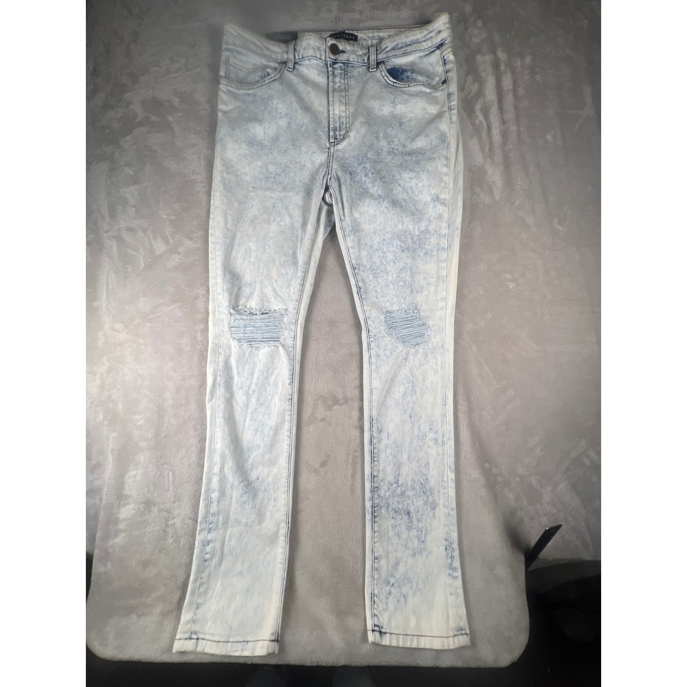 Monfrere Greyson Distressed Skinny Jeans 38 Light Acid Wash Denim Made in USA